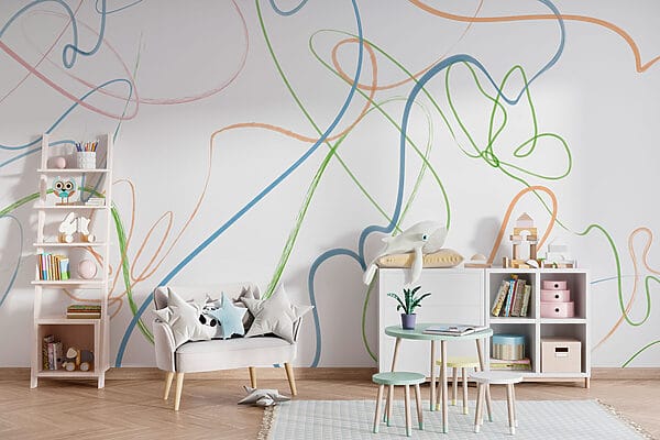 Bunte Linien auf weißem Hintergrund Bunte Linien auf weißem Hintergrund
