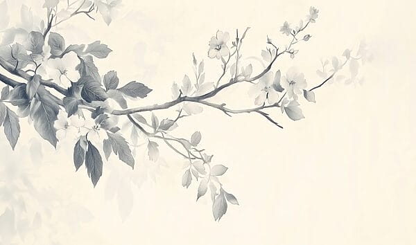 Zweig mit Blumen und Blättern Zweig mit Blumen und Blättern