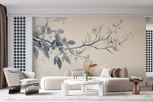 Zweig mit Blumen und Blättern Zweig mit Blumen und Blättern