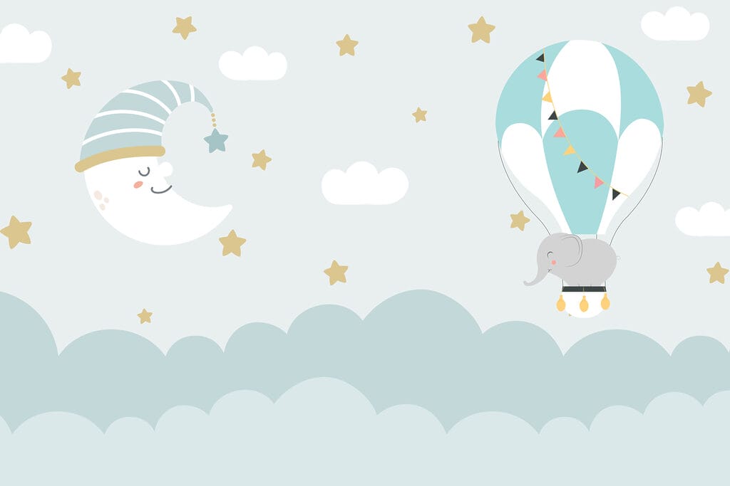 Cartoon Elefant und Mond am Himmel Cartoon Elefant und Mond am Himmel