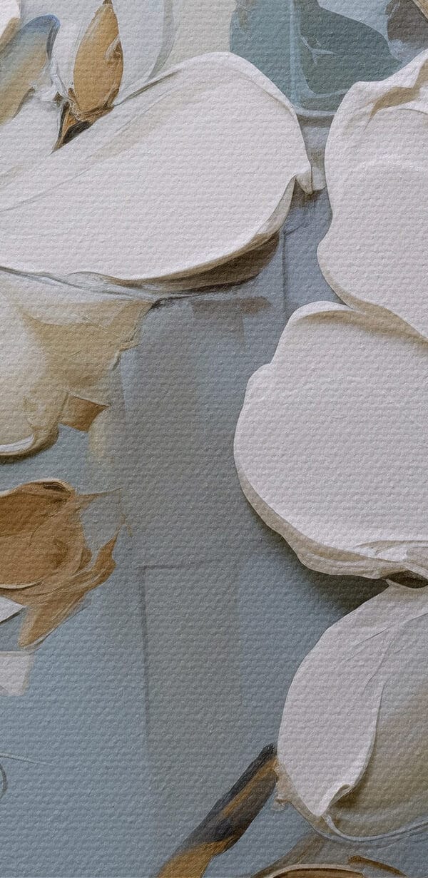 Malerei von weißen Blumen auf einem Zweig Malerei von weißen Blumen auf einem Zweig