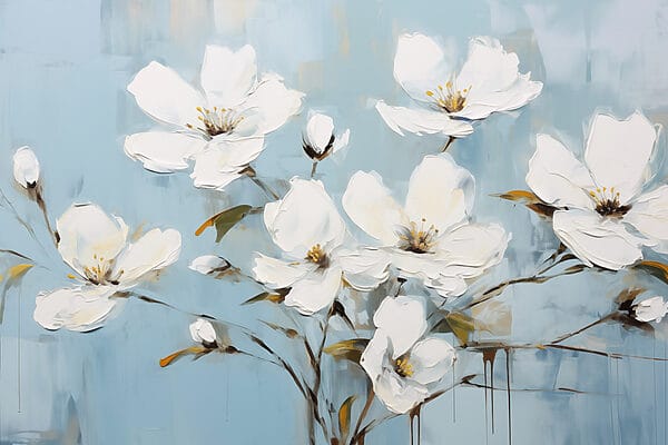 Malerei von weißen Blumen Malerei von weißen Blumen