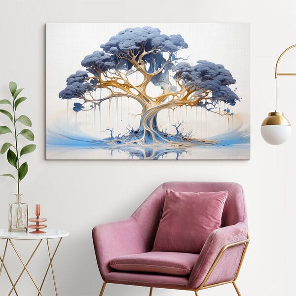 Baum mit blauen und gelben Blättern Baum mit blauen und gelben Blättern