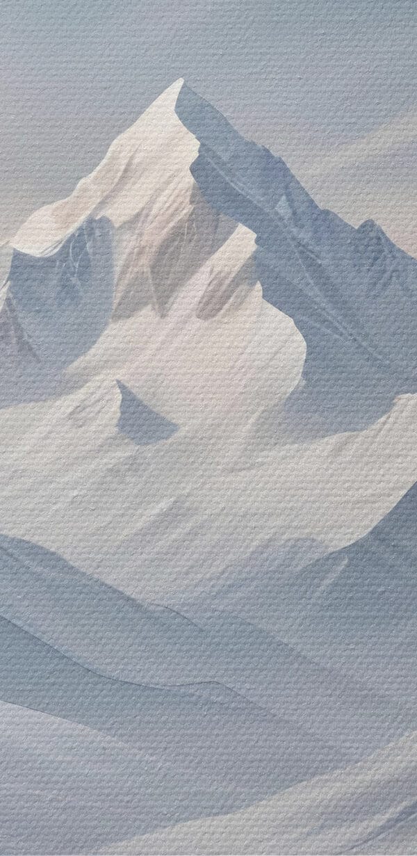 Verschneites Gebirge mit einem See Verschneites Gebirge mit einem See