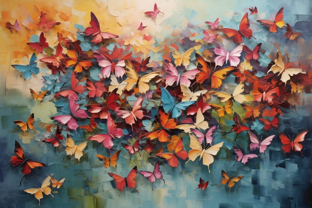 Group of butterflies on a blue background Group of butterflies on a blue background