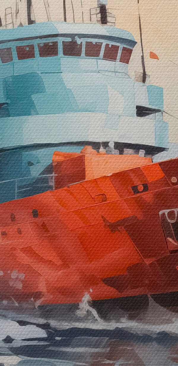 Painting of a ship in the water