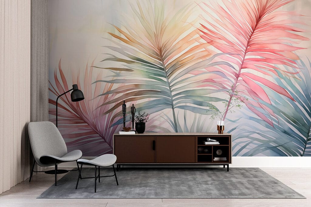 Soft hues of delicate palm leaves Soft hues of delicate palm leaves