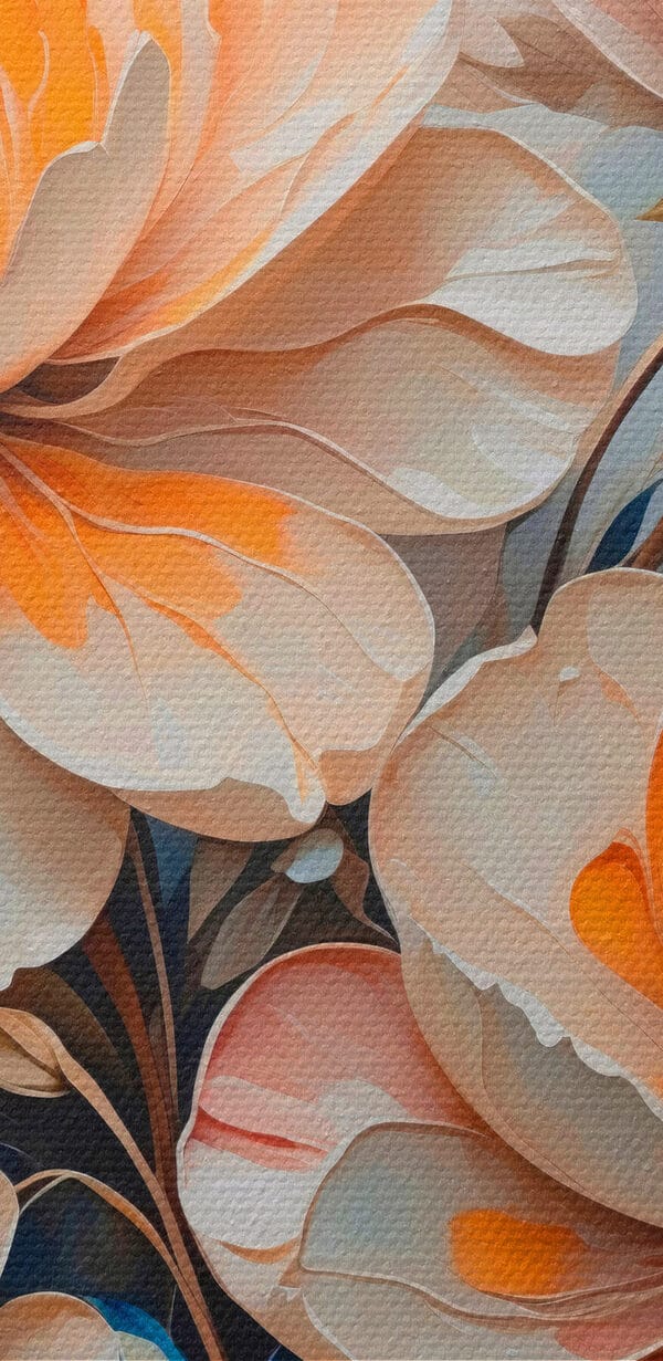 Gemälde mit Blumen auf blauem Hintergrund Gemälde mit Blumen auf blauem Hintergrund