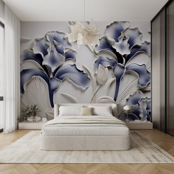 Wandkunst mit Blumen und Blättern Wandkunst mit Blumen und Blättern