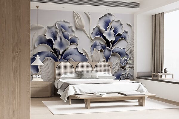 Wandkunst mit Blumen und Blättern Wandkunst mit Blumen und Blättern