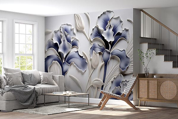 Wandkunst mit Blumen und Blättern Wandkunst mit Blumen und Blättern