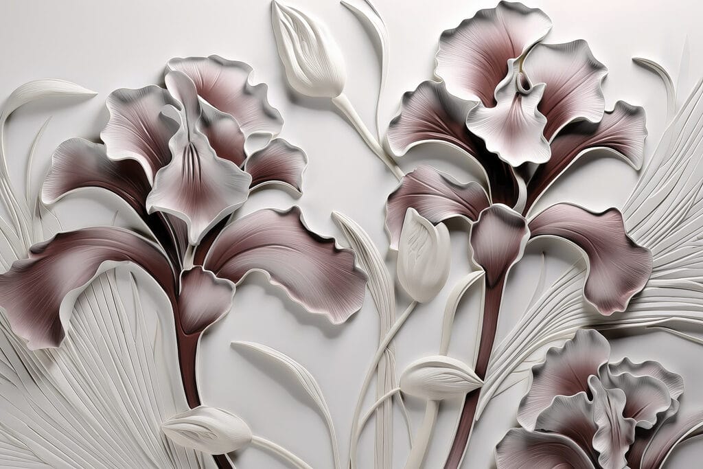 Wand mit Blumen und Blättern Wand mit Blumen und Blättern