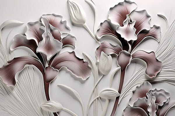 Wand mit Blumen und Blättern Wand mit Blumen und Blättern