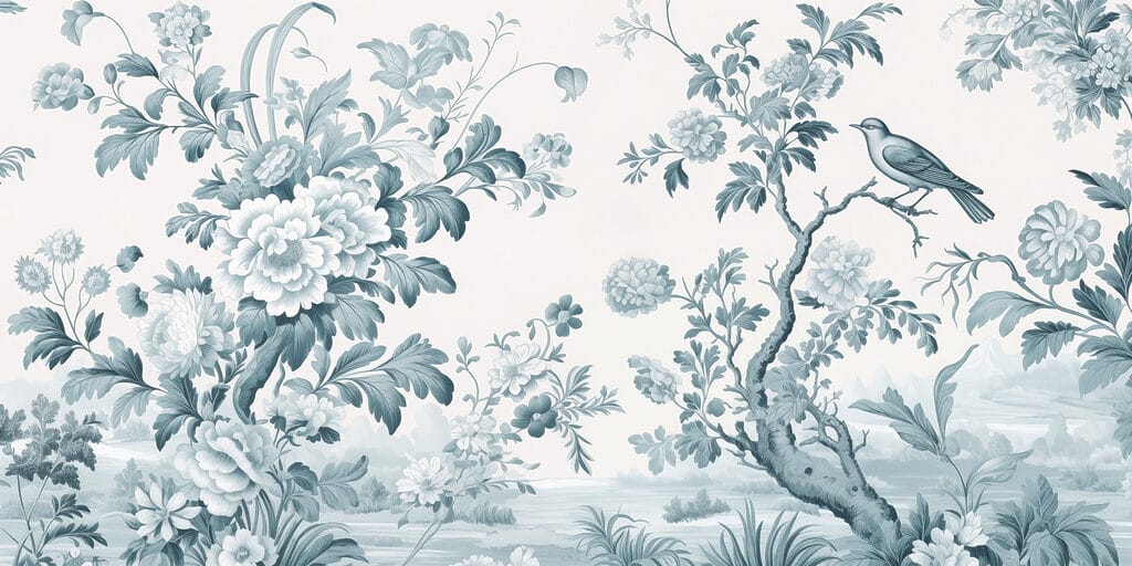 Tapete mit Blumen und Bäumen Tapete mit Blumen und Bäumen