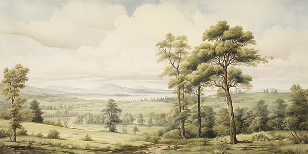 Landschaft mit Bäumen und Hügeln Landschaft mit Bäumen und Hügeln