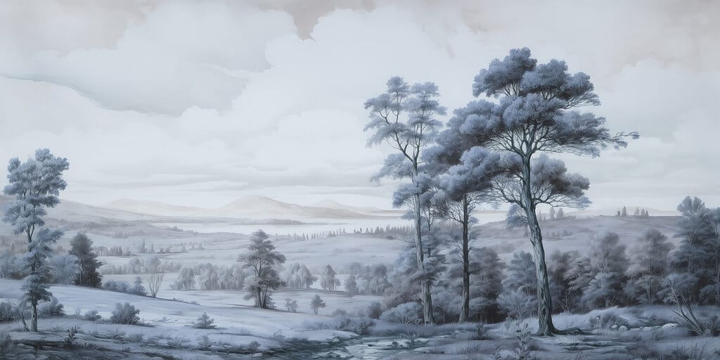Landschaft mit Bäumen und einem Fluss Landschaft mit Bäumen und einem Fluss