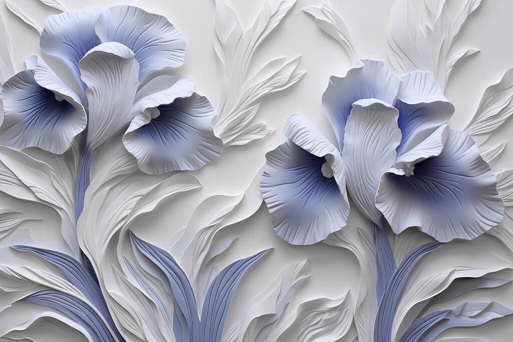 Weiße und blaue Papierblumen Weiße und blaue Papierblumen