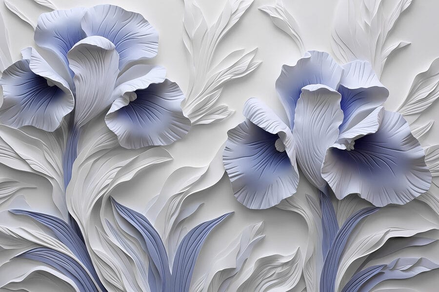 Weiße und blaue Papierblumen