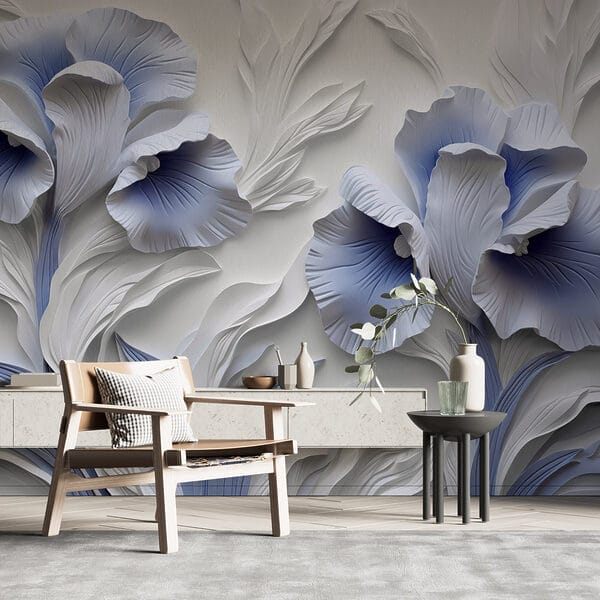 Weiße und blaue Papierblumen Weiße und blaue Papierblumen