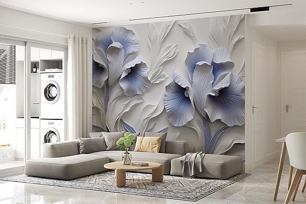 Weiße und blaue Papierblumen Weiße und blaue Papierblumen