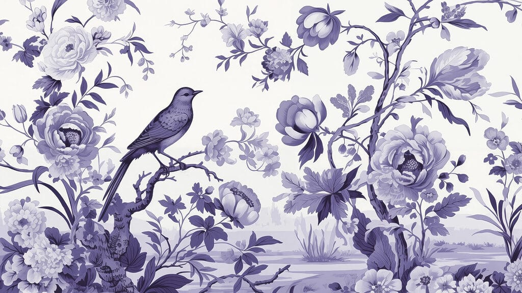 Vogel auf einem Baumzweig mit Blumen Vogel auf einem Baumzweig mit Blumen