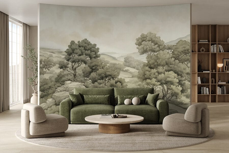 Landschaft mit Bäumen und Felsen Landschaft mit Bäumen und Felsen