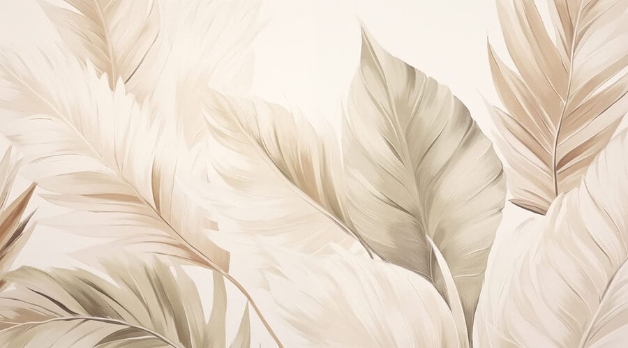 Wall murals Delicate leaves in soft tones