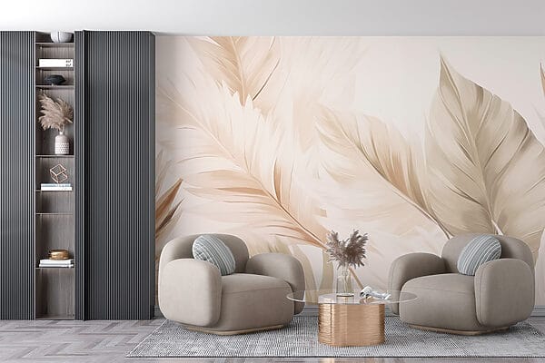 Wall murals Delicate leaves in soft tones Wall murals Delicate leaves in soft tones