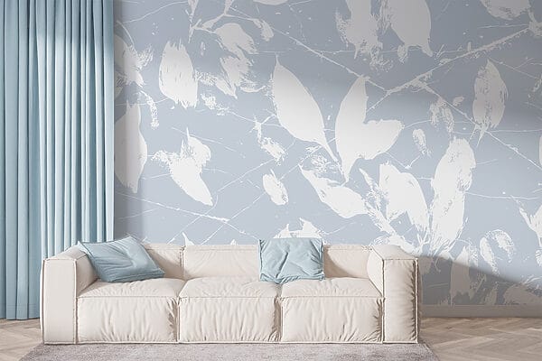 Weiße Blätter auf blauem Hintergrund Weiße Blätter auf blauem Hintergrund