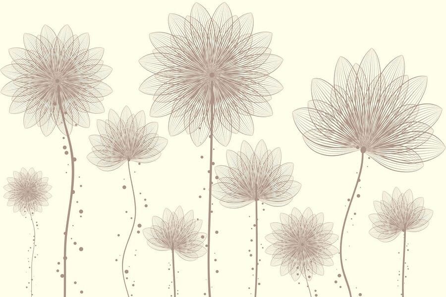 Gruppe von Blumen mit Linien und Punkten Gruppe von Blumen mit Linien und Punkten