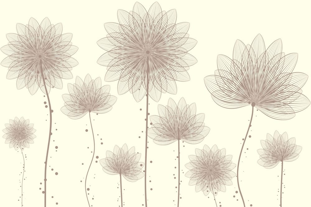 Gruppe von Blumen mit Linien und Punkten Gruppe von Blumen mit Linien und Punkten