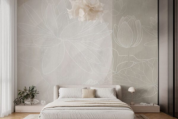 Weiße Blumenzeichnung auf grauem Hintergrund Weiße Blumenzeichnung auf grauem Hintergrund