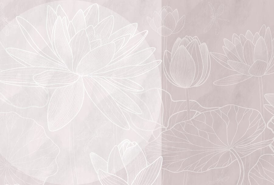 Weiße Blumenzeichnung auf grauem Hintergrund