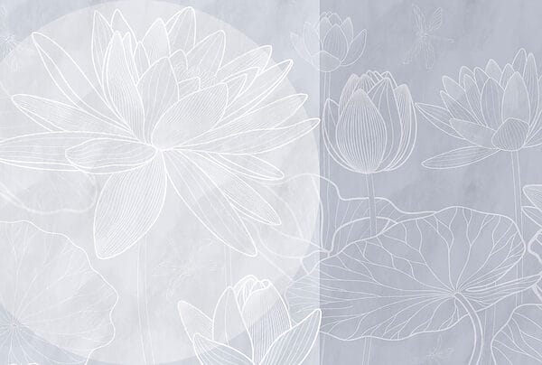 Weiße Blumenzeichnung auf grauem Hintergrund Weiße Blumenzeichnung auf grauem Hintergrund