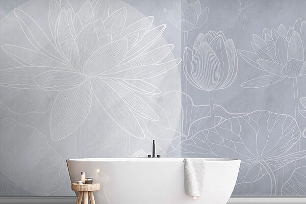 Weiße Blumenzeichnung auf grauem Hintergrund Weiße Blumenzeichnung auf grauem Hintergrund