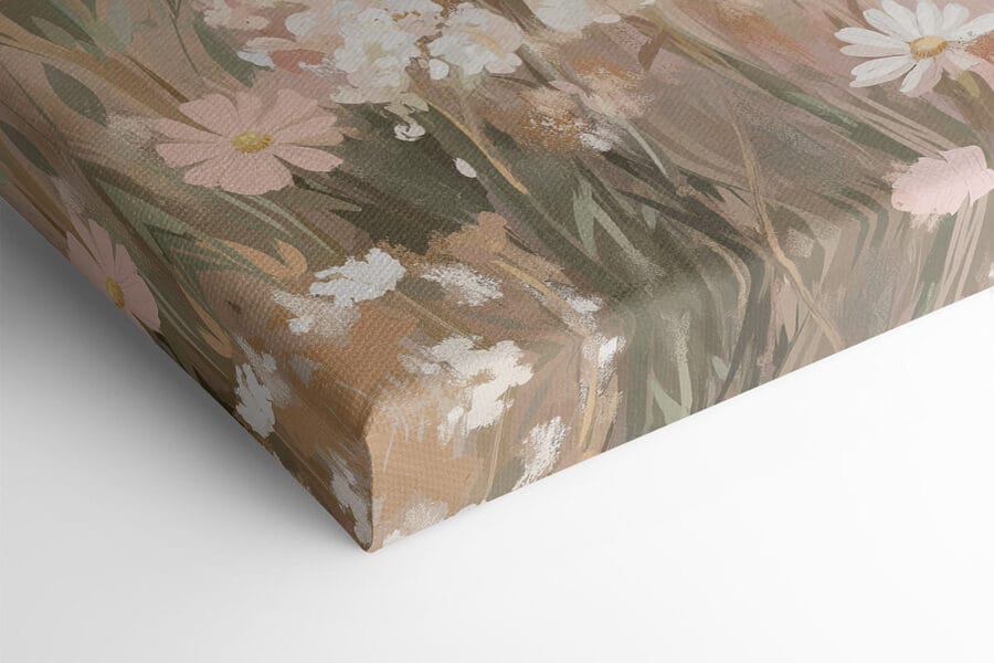 Gemälde eines Rehs in einem Blumenfeld