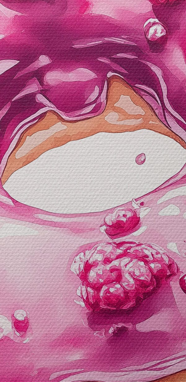 Gemälde eines Donuts mit Himbeeren Gemälde eines Donuts mit Himbeeren