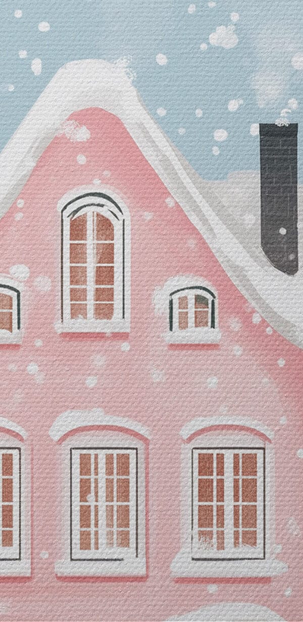 Rosa Haus mit Schnee darauf Rosa Haus mit Schnee darauf