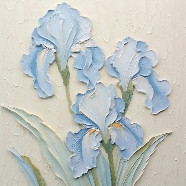 Gemälde mit Blumen an einer Wand Gemälde mit Blumen an einer Wand