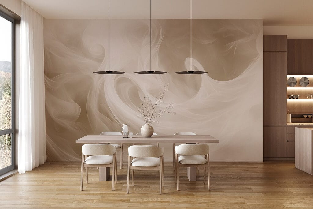 White smoke in a light brown background