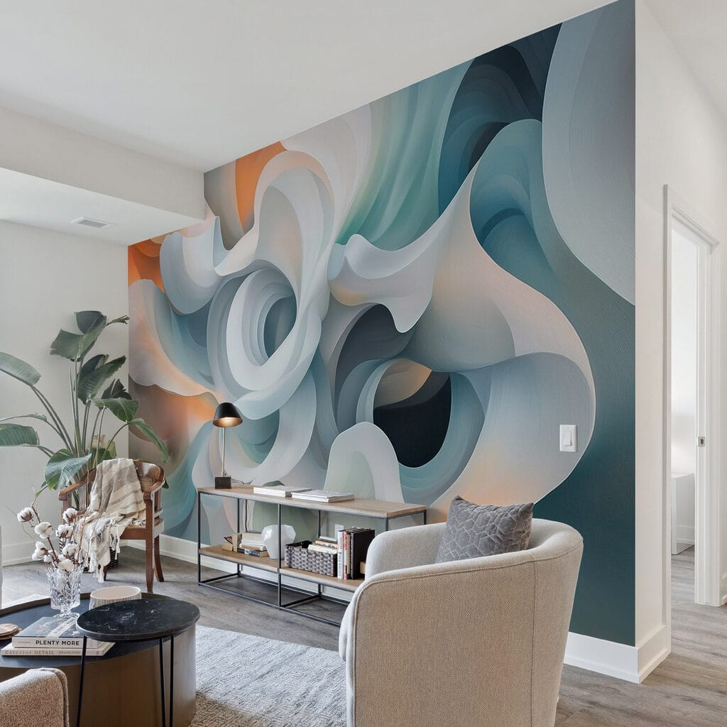 Flowing forms of soft pastel hues