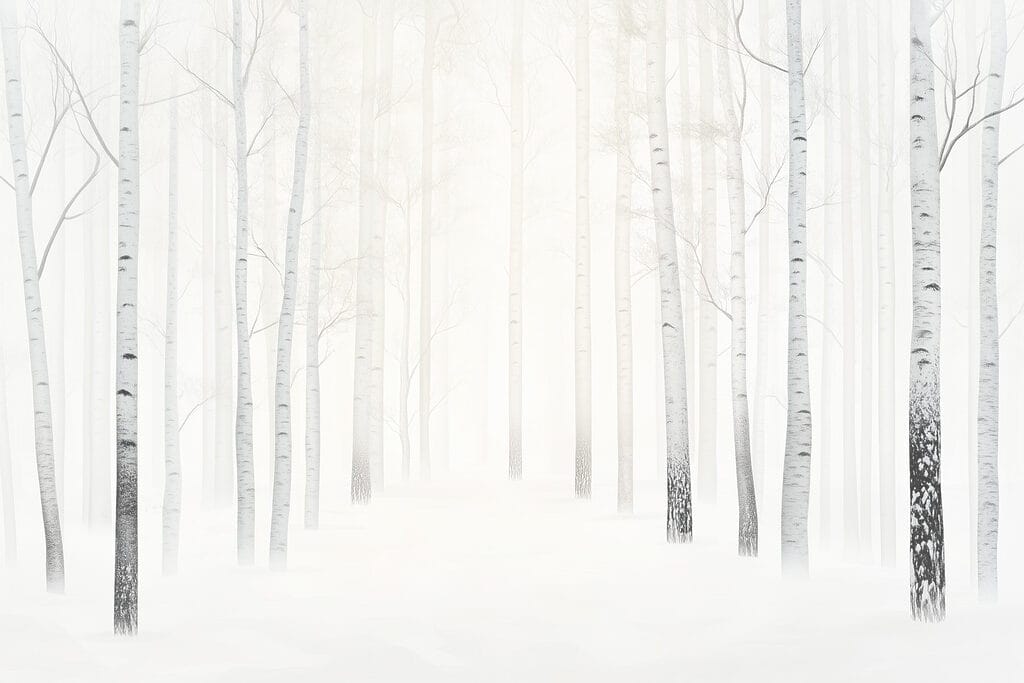 Gruppe von Bäumen in einem verschneiten Wald Gruppe von Bäumen in einem verschneiten Wald