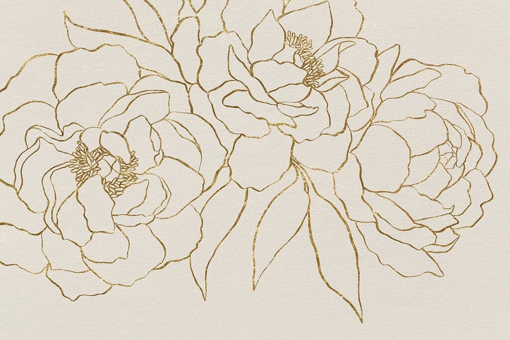 Zeichnung von Blumen auf einer weißen Fläche Zeichnung von Blumen auf einer weißen Fläche