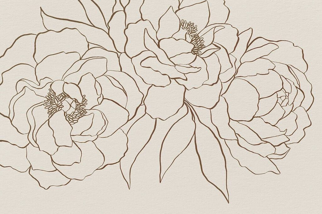 Zeichnung von Blumen auf einer weißen Fläche Zeichnung von Blumen auf einer weißen Fläche