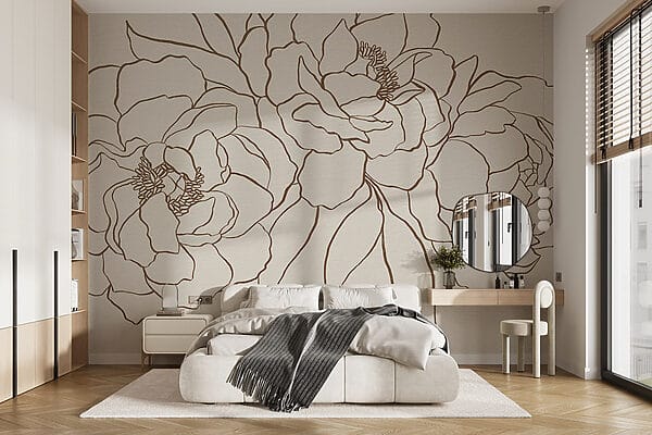 Zeichnung von Blumen auf einer weißen Fläche Zeichnung von Blumen auf einer weißen Fläche