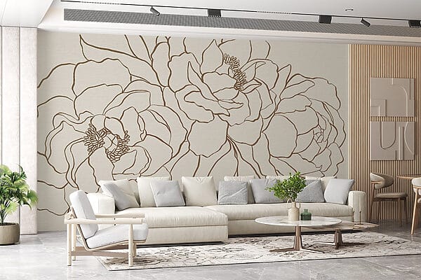 Zeichnung von Blumen auf einer weißen Fläche Zeichnung von Blumen auf einer weißen Fläche