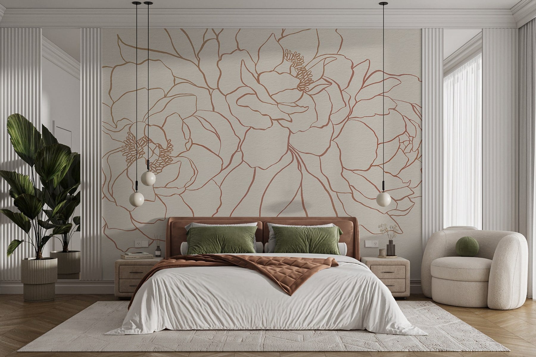 Drawing of flowers on a white surface