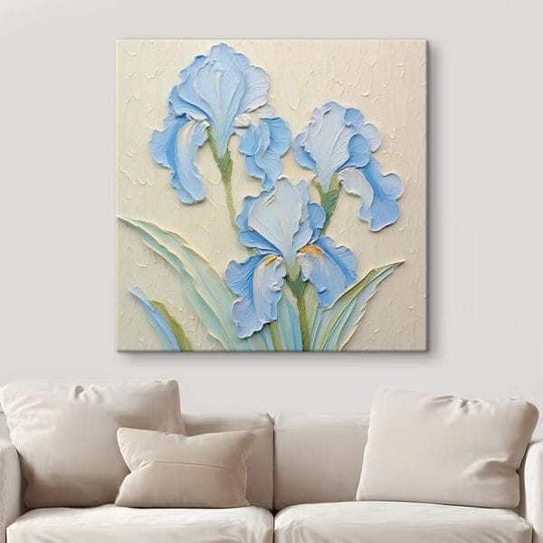 Gemälde mit Blumen an einer Wand Gemälde mit Blumen an einer Wand