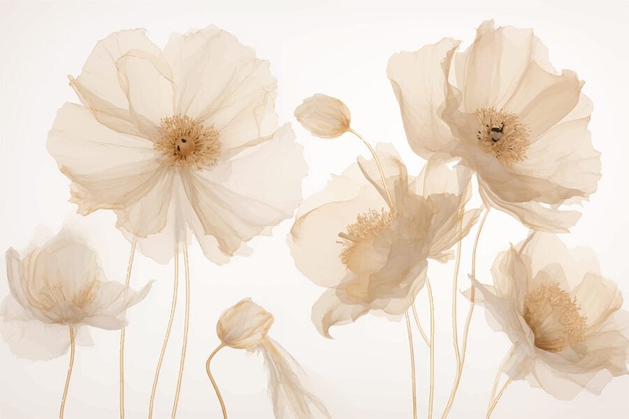 Gruppe von Blumen mit Stängeln