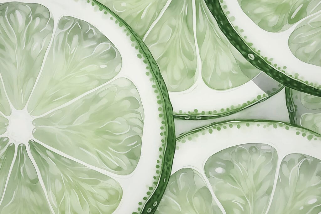 Frische Limettenscheiben schön arrangiert Frische Limettenscheiben schön arrangiert